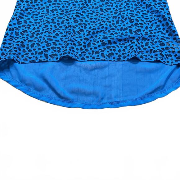 Decree Blue Leopard Print Mesh Short Sleeve Top Y2k - Picture 3 of 6